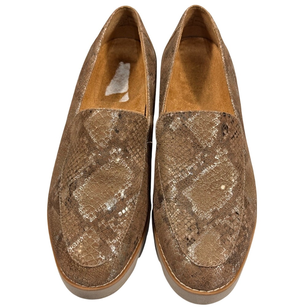 Vionic Kensley Loafers Brown Metallic Snakeskin Lug Sole Shoes Womens 7 Orthotic